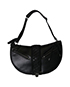 Half Moon Shoulder Bag Leather Black 14-MA-1022, front view